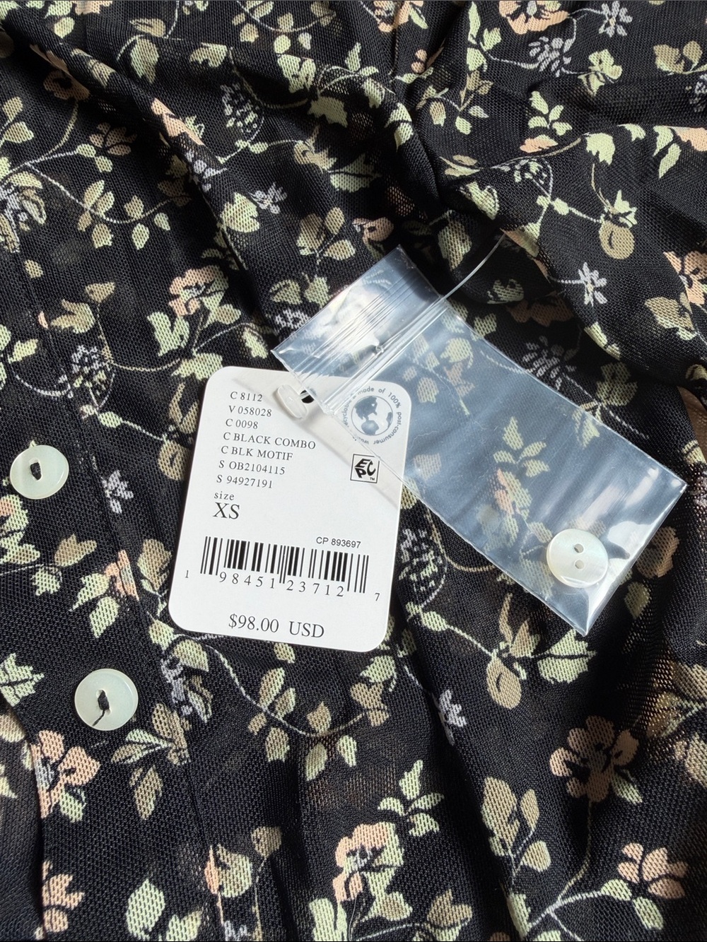 Floral Black mesh Button-Up Blouse & Tank Set - Picture 5 of 5